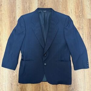VTG 70s KuppenHeimer Wool Blazer Sport Coat Navy Blue USA‎ Union Made Mens 42R